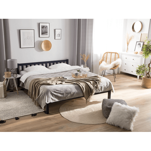 Cama Pinho FLORAC 140 x 200 cm Azul marinho