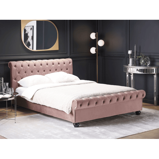 Cama de água Veludo AVALLON 160 x 200 cm Rosa