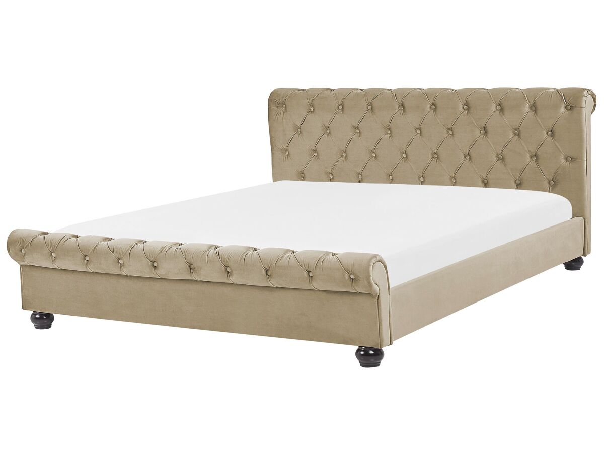 Beliani Cama de agua Terciopelo AVALLON 192x233 Beige