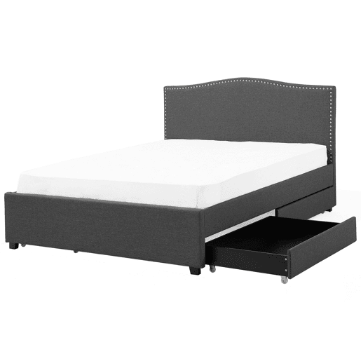 Cama com gavetas de arrumação Tecido MONTPELLIER 180 x 200 cm LED Cinzento escuro