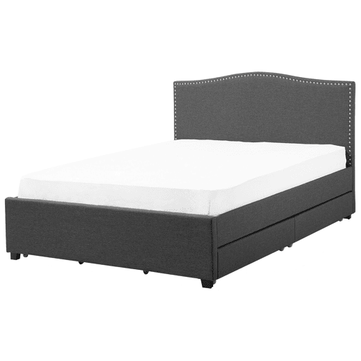 Cama com gavetas de arrumação Tecido MONTPELLIER 180 x 200 cm LED Cinzento escuro