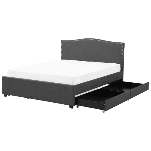 Cama com gavetas de arrumação Tecido MONTPELLIER 180 x 200 cm LED Cinzento escuro