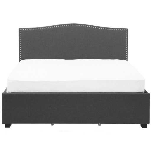 Cama com gavetas de arrumação Tecido MONTPELLIER 180 x 200 cm LED Cinzento escuro