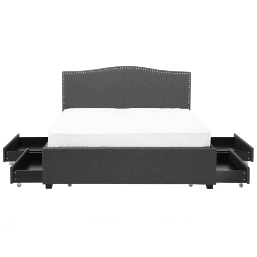 Cama com gavetas de arrumação Tecido MONTPELLIER 180 x 200 cm LED Cinzento escuro