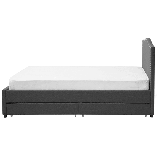 Cama com gavetas de arrumação Tecido MONTPELLIER 180 x 200 cm LED Cinzento escuro