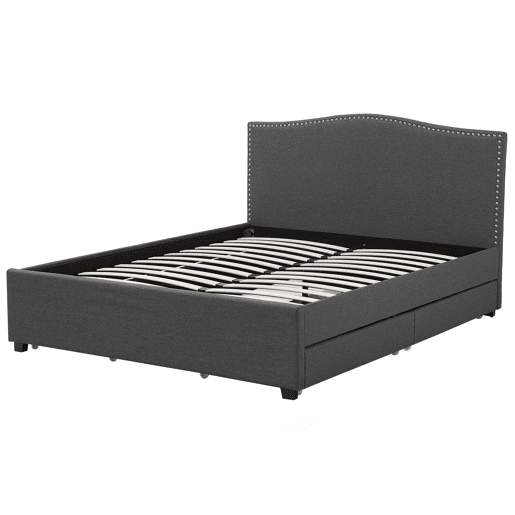 Cama com gavetas de arrumação Tecido MONTPELLIER 180 x 200 cm LED Cinzento escuro