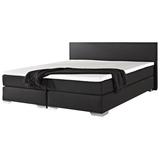 Cama continental Tecido PRESIDENT 180 x 200 cm Preto