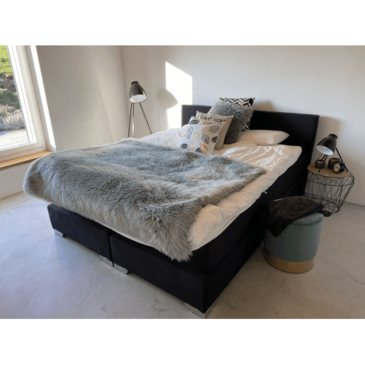 Cama continental Tecido PRESIDENT 180 x 200 cm Preto
