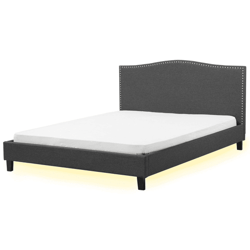 Cama Tecido MONTPELLIER 180 x 200 cm LED Branco