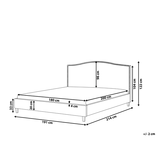 Cama Tecido MONTPELLIER 180 x 200 cm LED Branco