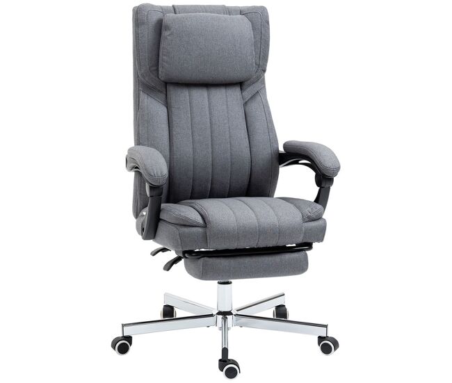 Vinsetto silla de masaje con 6 puntos de masaje silla de oficina giratoria silla de escritorio reclinable con altura ajustable control remoto reposapiés y reposacabezas gris