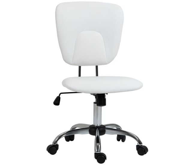 Vinsetto silla de oficina sin reposabrazos silla de escritorio juveniles con altura ajustable y función de inclinación carga 120 kg 50x54x87,5-96,5 cm blanco
