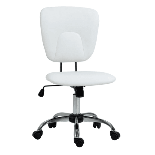 Vinsetto Cadeira de Escritório Cadeira de Escritório Giratória de Couro PU com Altura Ajustável e Função Basculante para Estúdio Dormitório Carga Máxima 120 kg 50x54x87,5-96,5 cm Branco