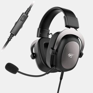 Auscultadores para jogos JACK estéreo 3,5 4 pinos para PC  PS4 H2002D Cinzento