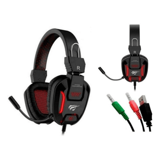 Auricular para jogos Preto Samurai Auricular para jogos Luz vermelha RGB 2xJack+USB H2168D