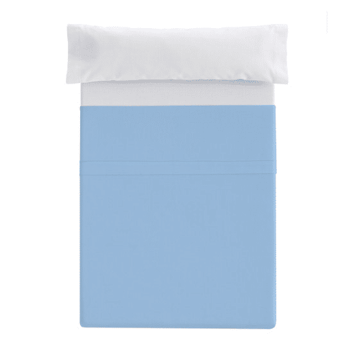Lençol plano com elástico Cama Donegal 135cm Celeste