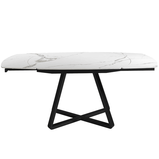 ANGEL CERDA Mesa de jantar extensível barril oval mármore porcelânico e aço preto