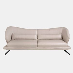 Sofá de 3 lugares estofado em pele de vaca Taupe Cinzento