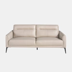 Sofá de 3 lugares estofado em pele cor Taupe
