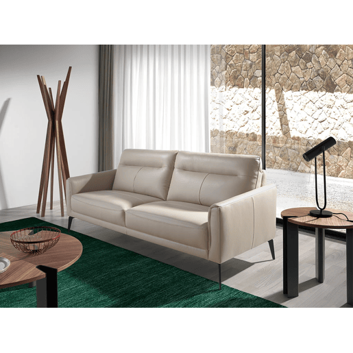 Sofá de 3 lugares estofado em pele cor Taupe