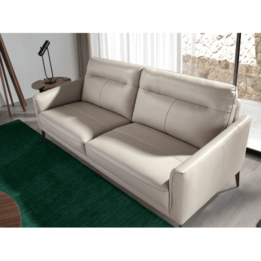 Sofá de 3 lugares estofado em pele cor Taupe
