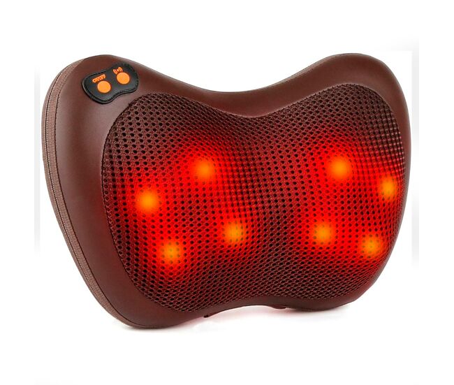 Masajeador shiatsu con 8 nodos cojín de masaje eléctrico cervical y espalda cuello calefacción 3 velocidades temporizador almohada para casa oficina