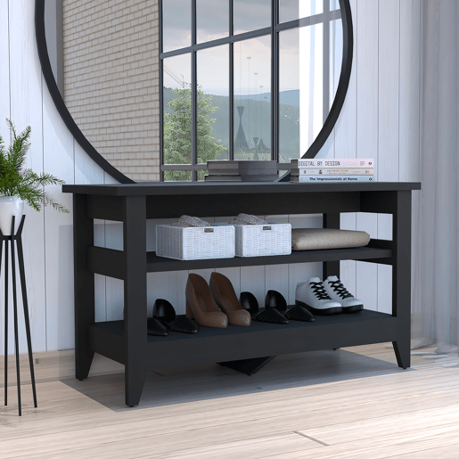 Banco de armazenamento Misuri, com prateleiras 43CM L X 17.7CM D X 25CM W X 25CM H Preto