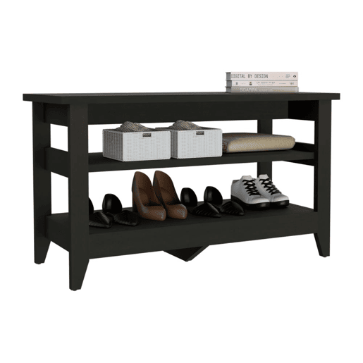 Banco de armazenamento Misuri, com prateleiras 43CM L X 17.7CM D X 25CM W X 25CM H Preto