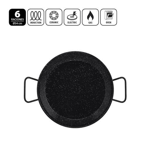 Panela de Paella Esmaltada Metaltex INDUCTION 34 cms 6 Porções