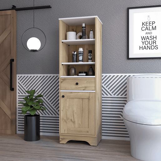 Móvel coluna de banheiro Málaga com gaveta, design moderno e prático Móvel coluna de banheiro Málaga com gaveta, design moderno e prático