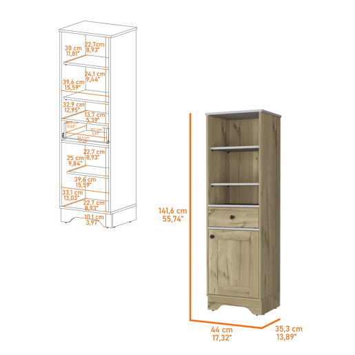 Móvel coluna de banheiro Málaga com gaveta, design moderno e prático Móvel coluna de banheiro Málaga com gaveta, design moderno e prático