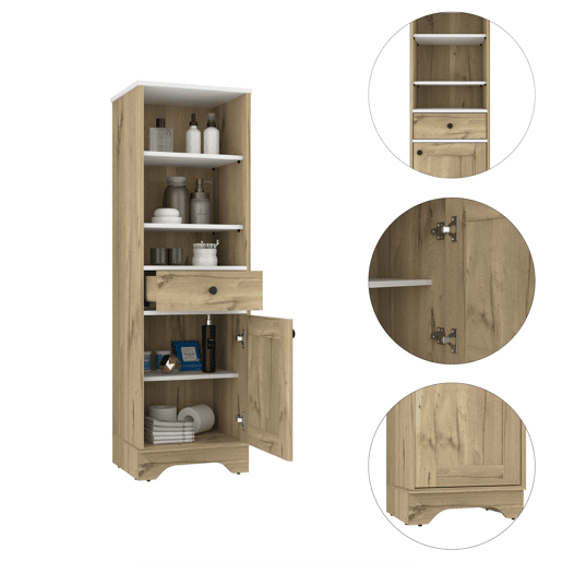 Móvel coluna de banheiro Málaga com gaveta, design moderno e prático Móvel coluna de banheiro Málaga com gaveta, design moderno e prático