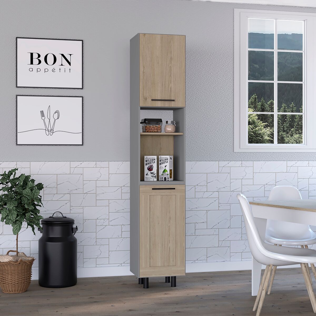 Despensa Alta de Cocina Hasselt, con multiples estantes