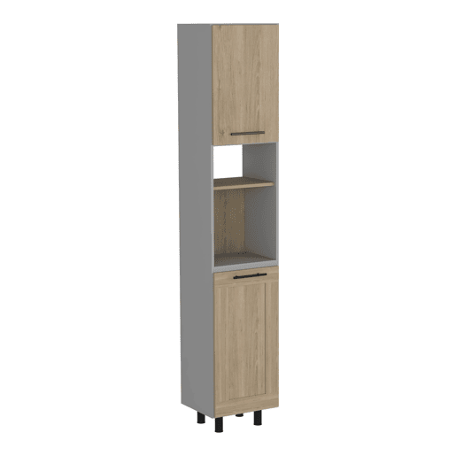 Despensa de cozinha alta Hasselt, com várias prateleiras 208,4 CM L X 13,75CM P X 15,75CM C Cinzento  Rovere