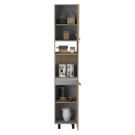 Despensa de cozinha alta Hasselt, com várias prateleiras 208,4 CM L X 13,75CM P X 15,75CM C Cinzento  Rovere