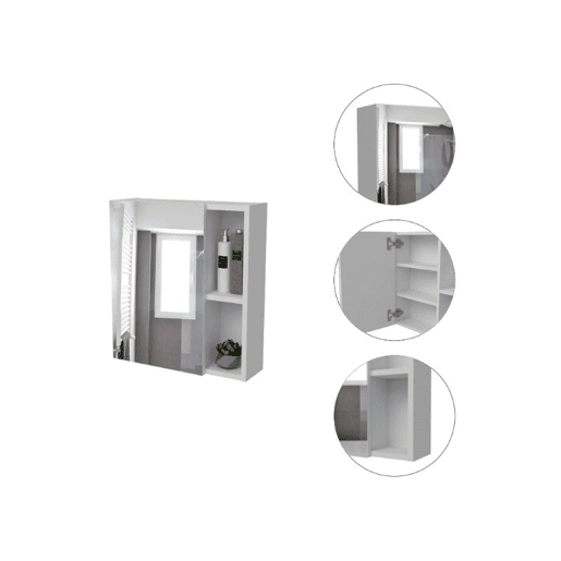 Móvel de parede para casa de banho Labelle, com espelho 160 cm L x 20,3 cm L x 62,4 cm P Branco