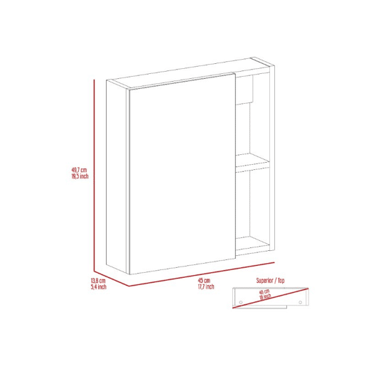 Móvel de parede para casa de banho Labelle, com espelho 160 cm L x 20,3 cm L x 62,4 cm P Branco