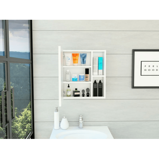 Móvel de parede para casa de banho Labelle, com espelho 160 cm L x 20,3 cm L x 62,4 cm P Branco