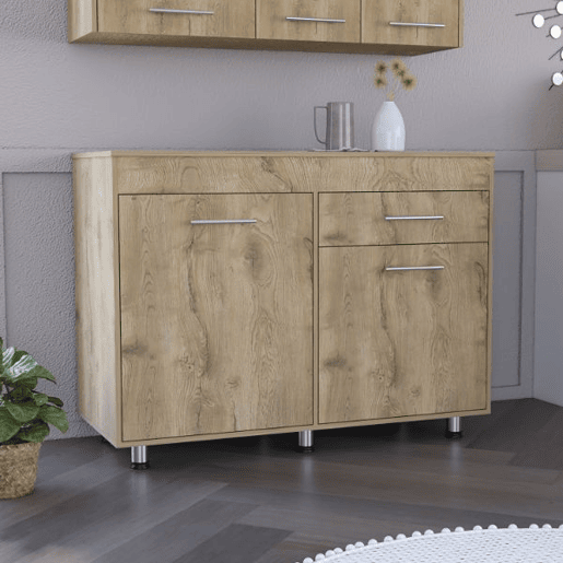 Móvel básico de cozinha Orion, com gaveta 89,5 cm L X 51,6 cm P X 120,3 cm C Branco  Macadâmia