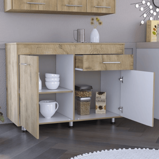 Móvel básico de cozinha Orion, com gaveta 89,5 cm L X 51,6 cm P X 120,3 cm C Branco  Macadâmia