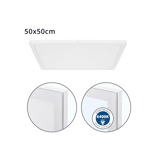 painel led quadrado de alumínio cor branca série voltaire 50cm