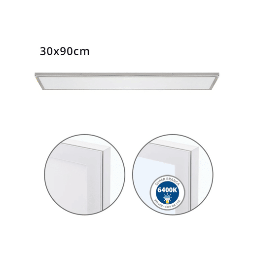 painel led rectangular alumínio cor níquel série voltaire 90cm