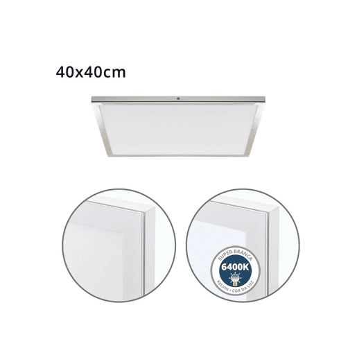 painel de led quadrado alumínio cor níquel série voltaire 40cm