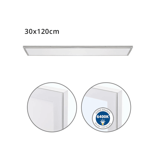 painel led rectangular alumínio cor níquel série voltaire 120cm