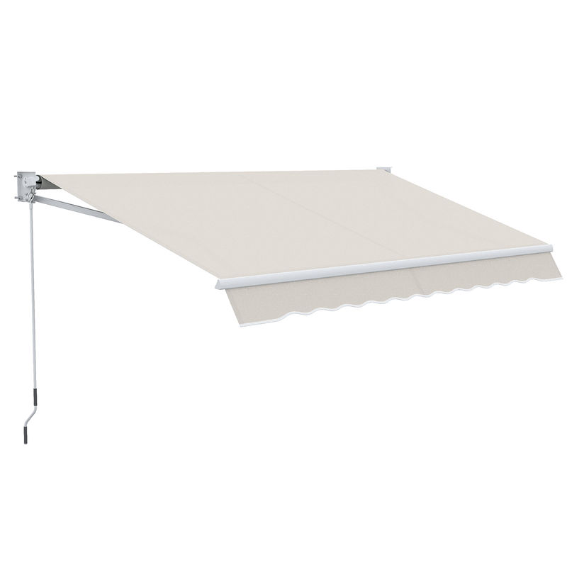Outsunny toldo manual retráctil 200x250 cm toldo para balcón con manivela de metal impermeable y anti-uv toldo enrollable de exterior para jardín terraza ventanas crema
