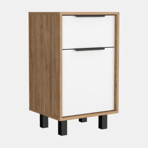 Mesa de cabeceira Kaia Z, com uma gaveta 41,2CM C X 36,3CM P X70CM A Mel  Branco