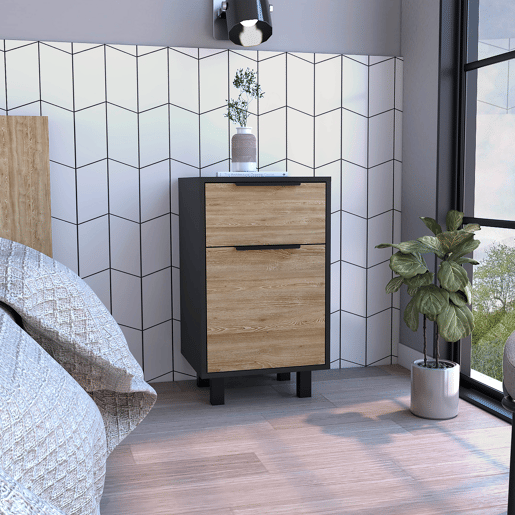 Mesa de cabeceira Kaia Z, com uma gaveta 41,2CM C X 36,3CM P X70CM A Wengue  Mel
