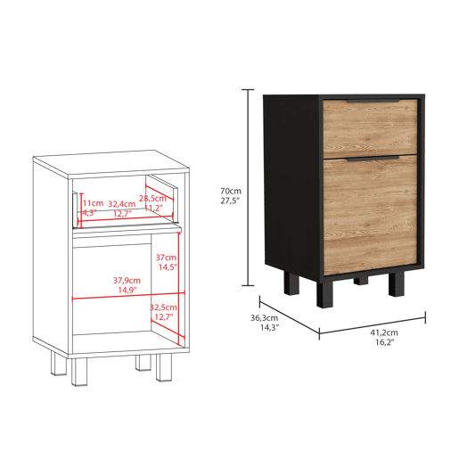 Mesa de cabeceira Kaia Z, com uma gaveta 41,2CM C X 36,3CM P X70CM A Wengue  Mel