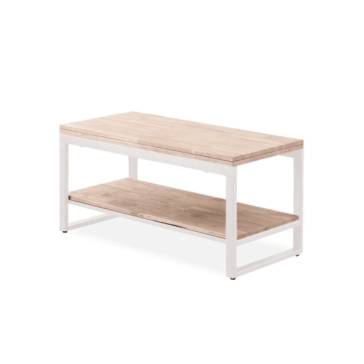 Mesa de centro extensível Rens Branco - Carvalho 100 x 62 x 90 cm