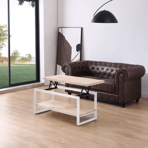 Mesa de centro extensível Rens Branco - Carvalho 100 x 62 x 90 cm